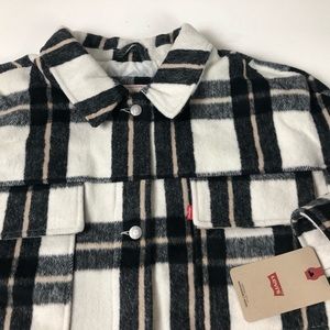 Levi’s Wool Blend Plaid Quilted Lining Womens Shorty Full Zip Jacket NWT